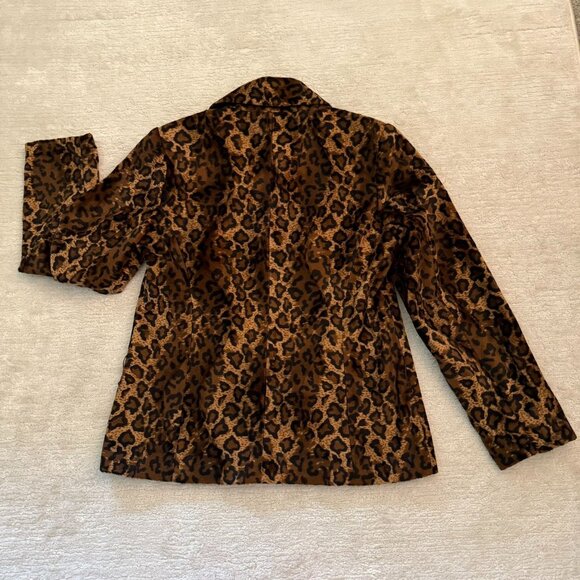 Susan Graver Leopard Print Jacket XS Faux Suede Button Front Lined Animal Print - Picture 11 of 12